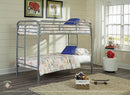 TWIN / TWIN GREY TUBULAR METAL BUNKBED - S480