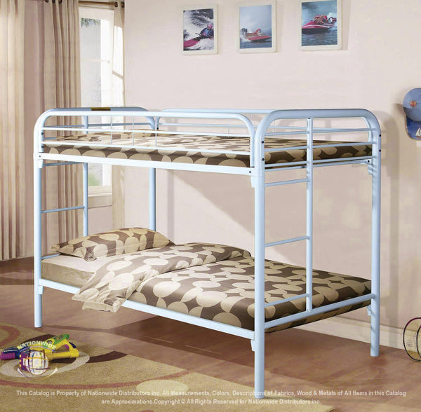 NATIONWIDE TWIN / TWIN WHITE TUBULAR METAL BUNKBED - S484 image