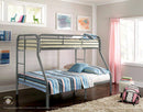 TWIN / FULL GREY TUBULAR METAL BUNKBED - S490