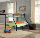 TWIN / FULL BLACK TUBULAR METAL BUNKBED - S495